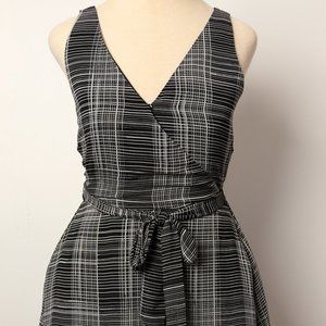 A New Day Black & White V-Neck Faux-Wrap Dress